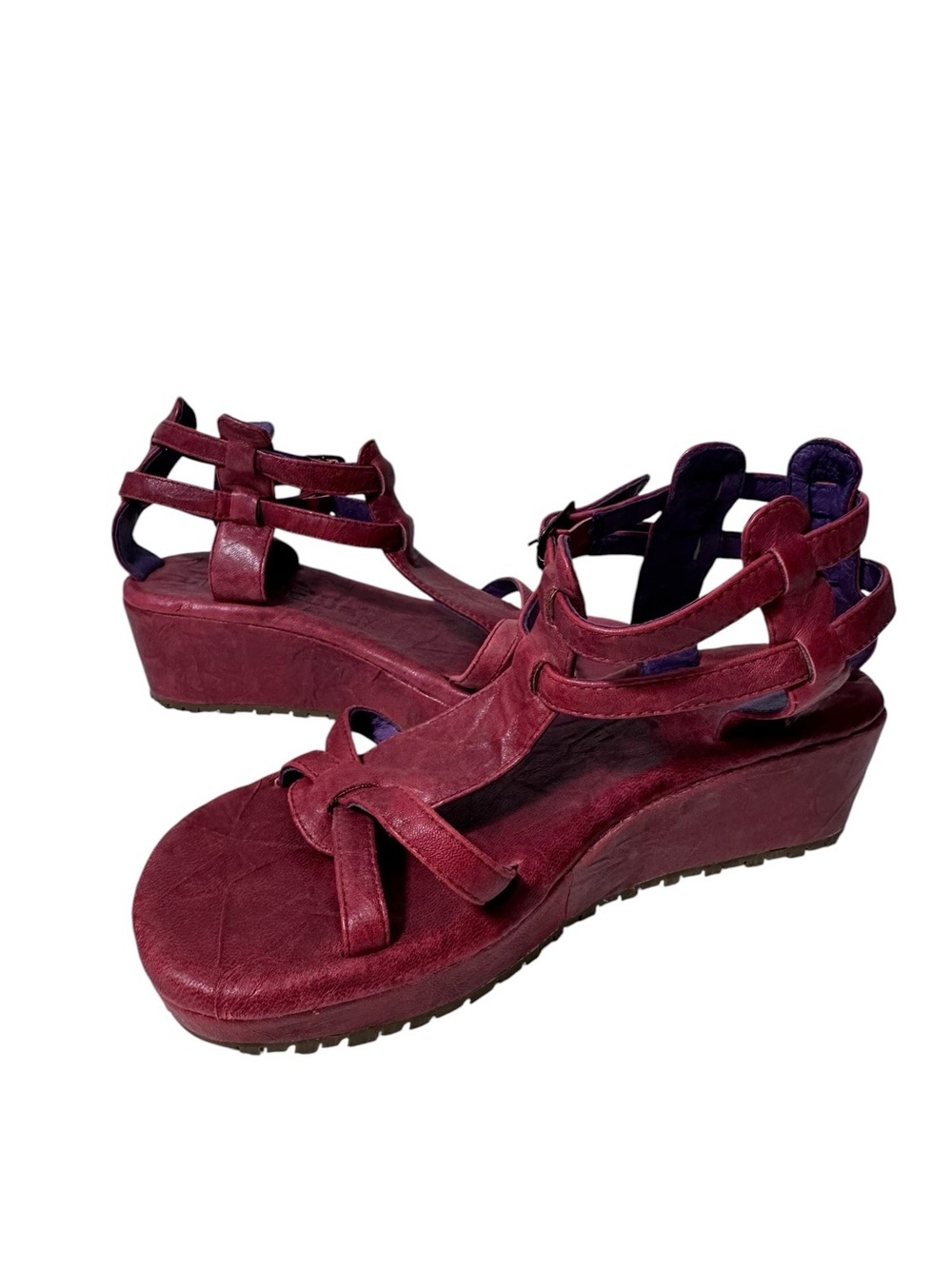 Gee Wawa Anthropologie Red Leather Strappy Open Toe Sandals